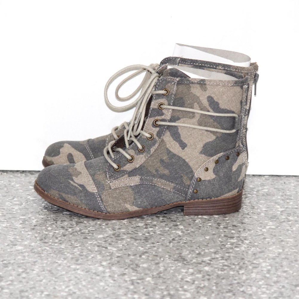 Sugar Lace Up Camo Combat Boots